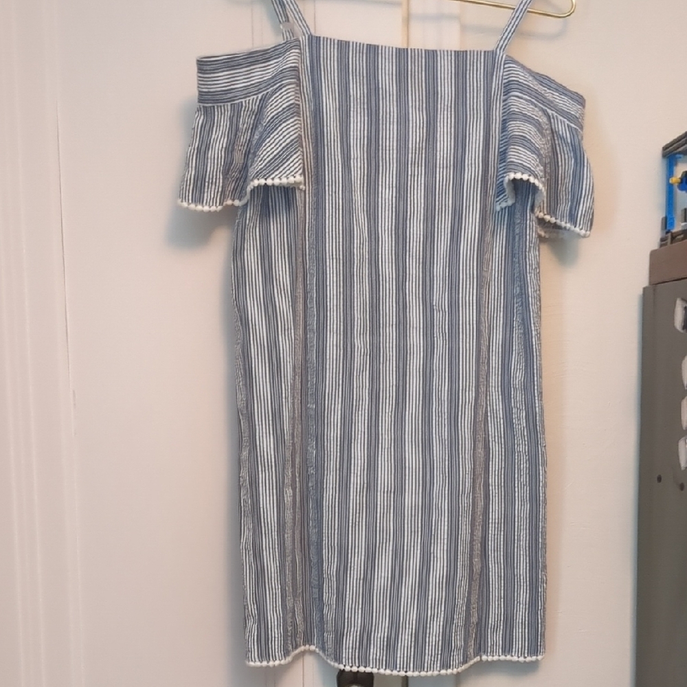 Maggy London Blue and White Striped Dress